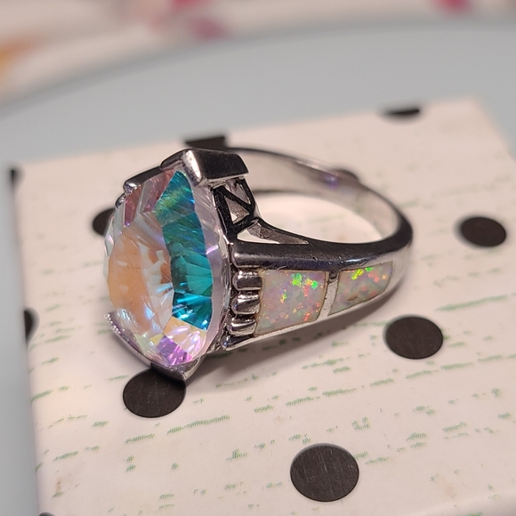 White quartz and Opal ring - Picture 6 of 6
